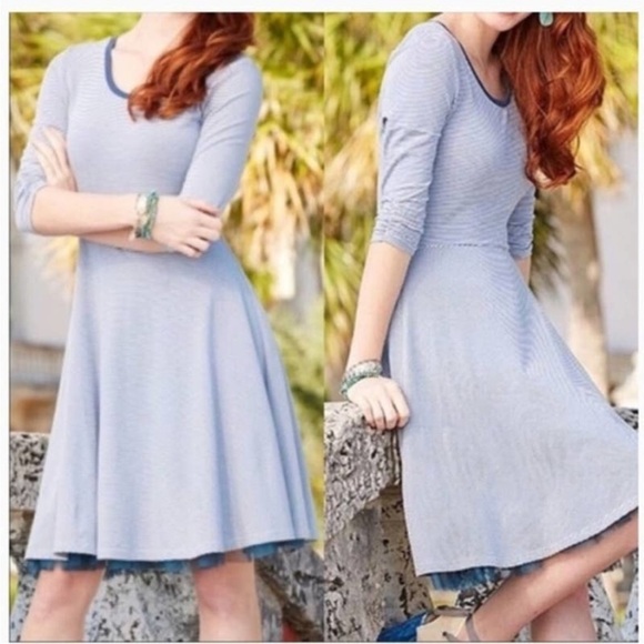 MATILDA Jane Between the Lines Striped Skater Dress in Blue & White Stripe M - Picture 1 of 8